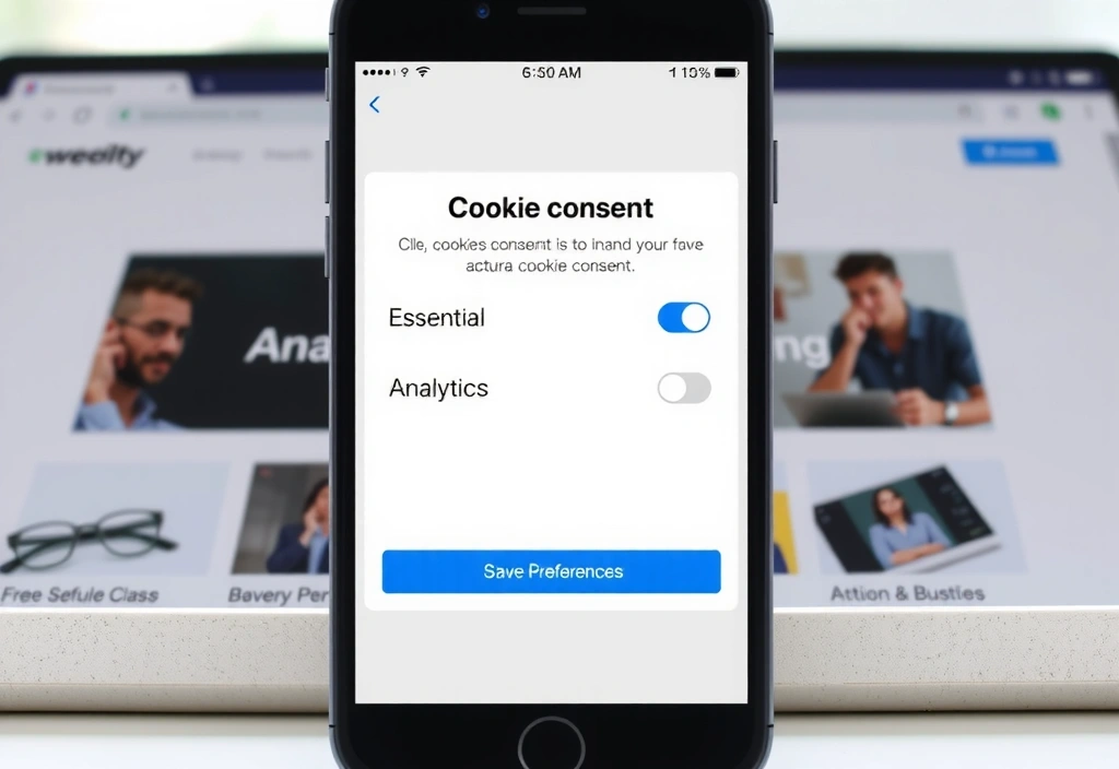 Illustration of a clean cookie preference management interface.
