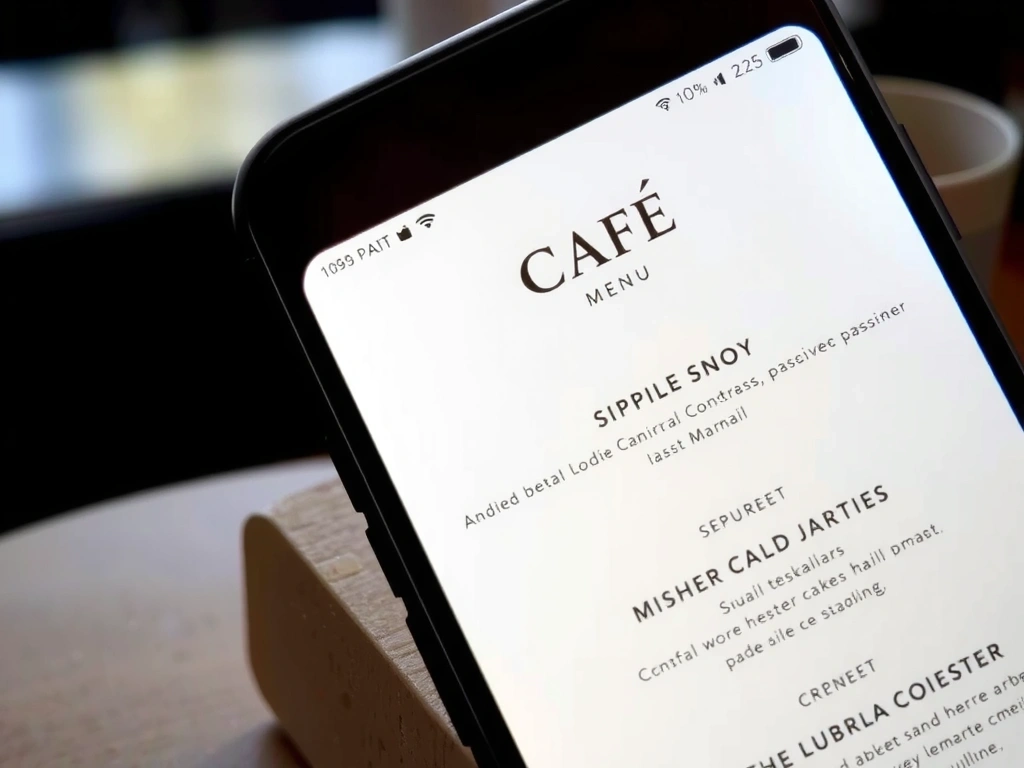 Cafe booking interface on mobile device