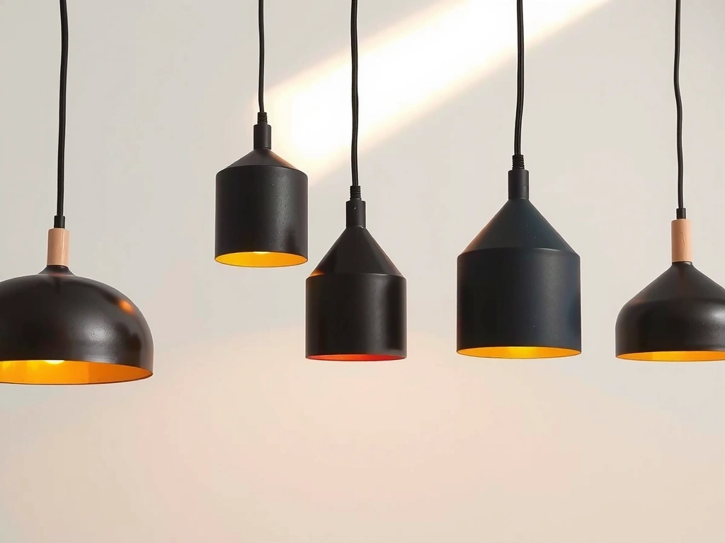 Minimalist lighting fixtures displayed in a clean gallery setting